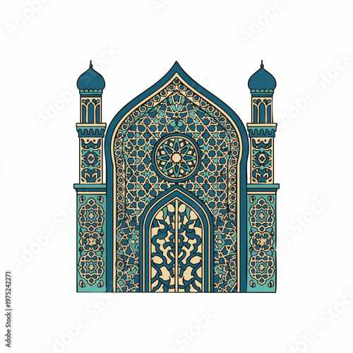 ornate islamic gate with arabic ornament