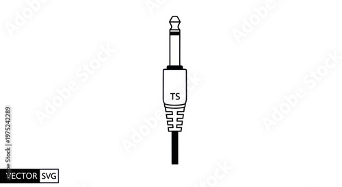 TS Audio Jack Connector Icon, Vector Illustration