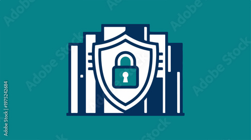 Padlock on shield icon security.