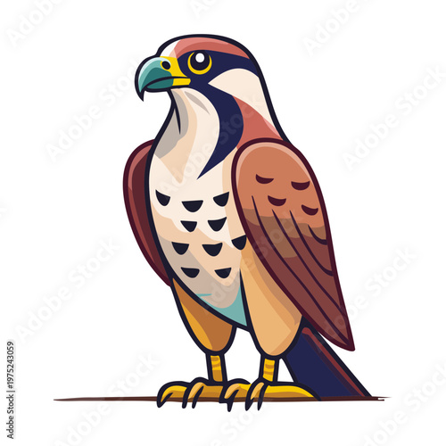 detailed brown falcon standing on a light background with intricate feather patterns and a sharp gaze ready for its next hunting flight