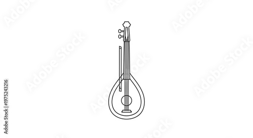 Outline of a Lyre, Ancient Greek Stringed Musical Instrument, Vector Illustration