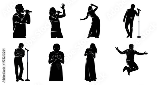 Music  Entertainment Industry: Singers  Performers Silhouette Glyphs Collection