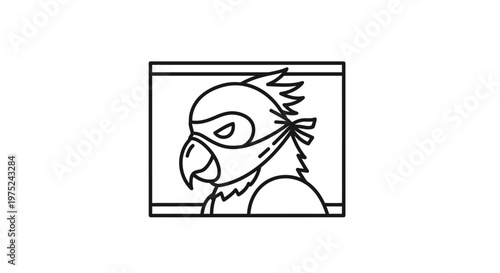 Parrot Wearing Mask, Bird in Disguise, Cartoon Style