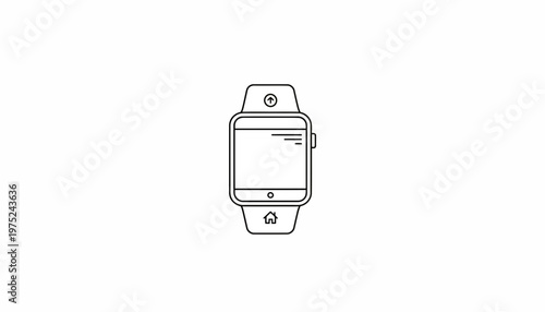 Minimalist Smartwatch Icon, Modern Digital Wearable Technology, Simple Line Art