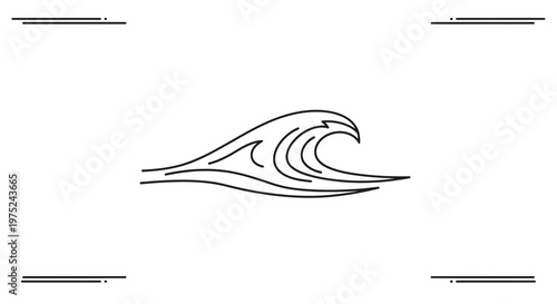 Minimalist Wave Icon: Clean Line Art Design for Ocean, Surf, and Water Themes