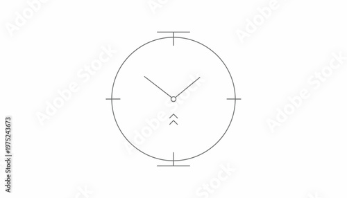 Minimalist Watch Face Icon, Time Concept, Simple Line Art, Isolated on White