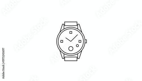 Minimalist wrist watch icon, simple line art design, modern accessory symbol