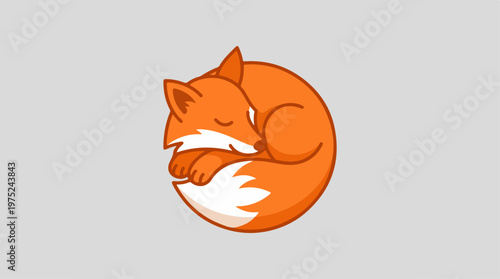Sleeping Orange Cartoon Fox.