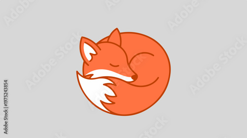 Sleeping Orange Fox Cartoon.