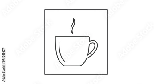 Hot Coffee Cup Icon, Simple Line Art Illustration, Minimalist Design