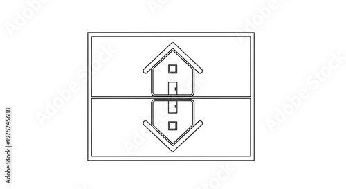 House icon with reflection, symbolizing real estate, property, and investment