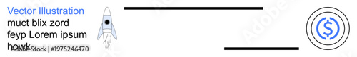 Business growth, innovation, financial success, technology advancements, futuristic concepts, investment. A rocket taking off and a dollar symbol progress. Innovation and financial success concept