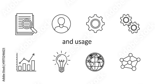 Business icons and usage symbols.