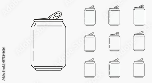 Soda can and multiple cans.