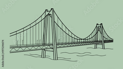 Suspension Bridge Over Waterway.