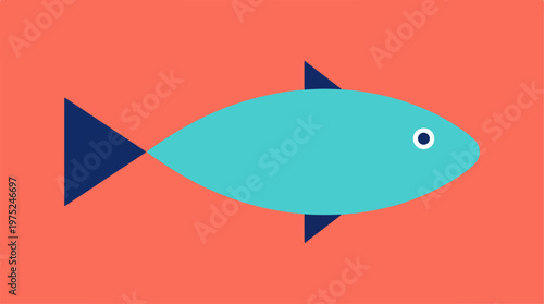 Teal Fish Simple Illustration.