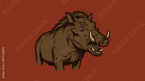 Warthog Animal Illustration Profile.