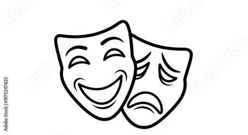 Comedy and Tragedy Masks Icon - Symbol of Theater and Performance