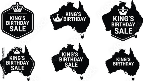 Kings birthday australia sale commemorative australian map designs with royal crown emblems special offers