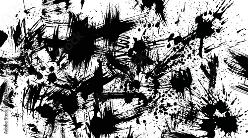 Monochrome Abstract Ink Splash Pattern with Bold Strokes and Texture.