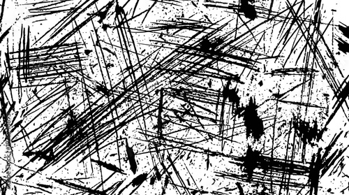 Abstract black ink scribble texture with chaotic intersecting lines and bold strokes.