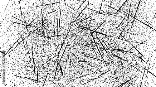 Abstract monochrome lines and scratches forming a textured pattern.