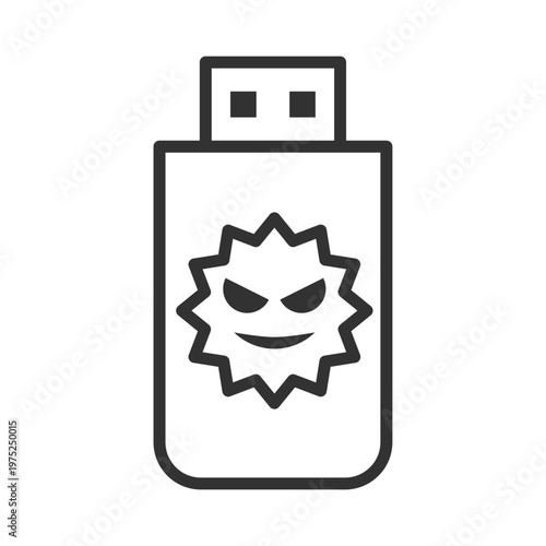 USBメモリウイルス感染アイコン｜マルウェア・警告・セキュリティリスク