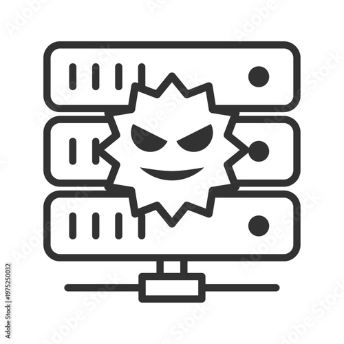 サーバーウイルス感染アイコン｜マルウェア・警告・セキュリティリスク