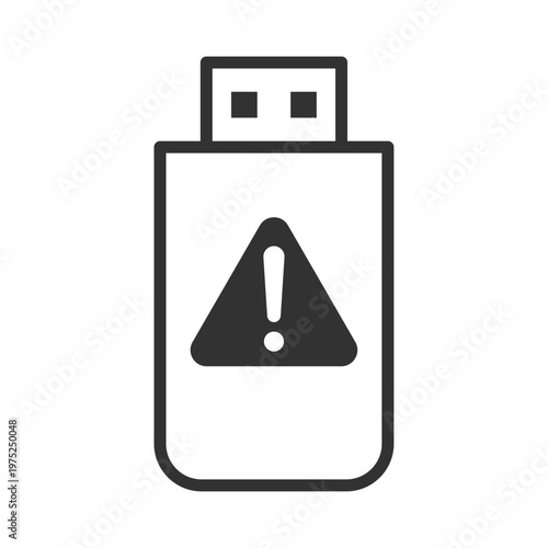 USBメモリ警告アイコン｜ウイルス・マルウェア・感染・セキュリティリスク