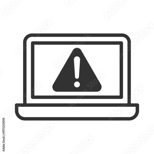 ノートパソコン警告アイコン｜ウイルス・マルウェア・感染・セキュリティリスク