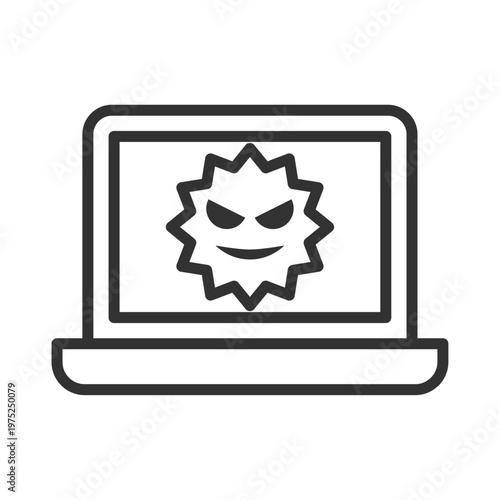 ノートパソコンウイルス感染アイコン｜マルウェア・警告・セキュリティリスク