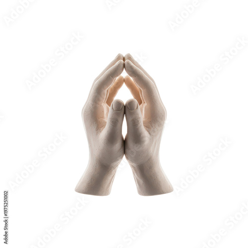 Sculpted Hands Held Together in Prayer Gesture