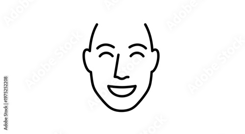 Happy Face Icon, Simple Line Art, Joyful Expression, Positive Emotion