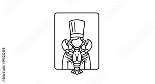 Chef with Lobster Icon: Culinary Art, Seafood Restaurant Logo, Gourmet Food Symbol