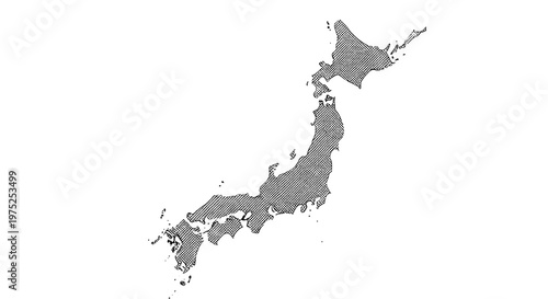 Map of japan showing its geographical outline and borders