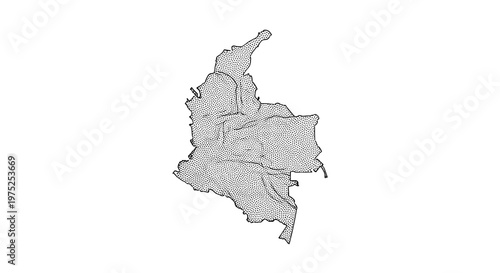Detailed map outline of colombia with geographic features and borders
