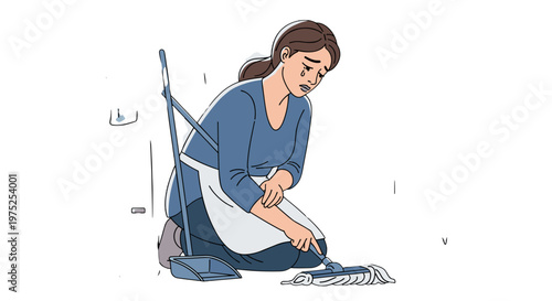 Young woman kneeling on the floor folding clothes