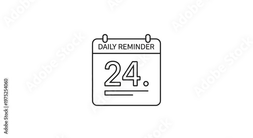 Daily Reminder Calendar Page 24 Icon - Simple Line Art