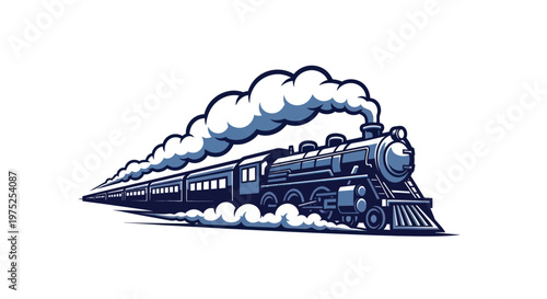 Vintage Steam Train Locomotive with Smoke Trail