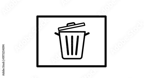Delete Icon Trash Can Symbol on Computer Screen, Digital Waste Bin Graphic