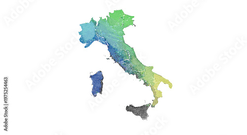 Colorful map of italy with regions in vibrant shades and details