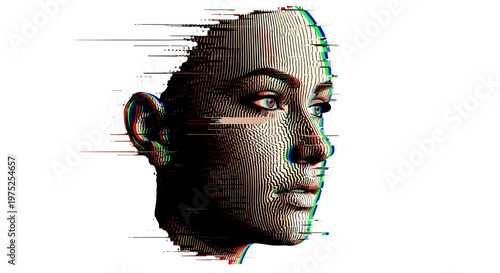 Digital portrait of a woman with detailed facial features and hairstyle