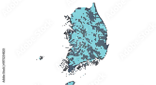 Abstract map of south korea with textured blue and black details
