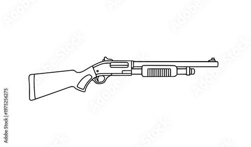 minimalist line art illustration of a shotgun in vector graphic format