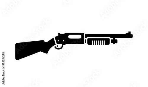 black silhouette of a shotgun on a white background