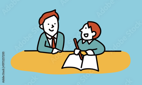 子供に勉強教える人のイラスト