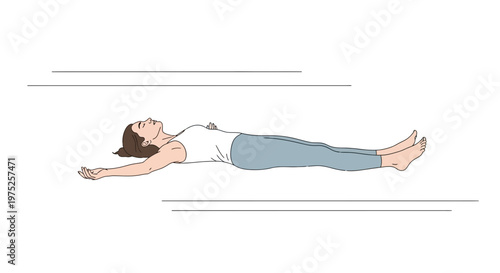 Woman Relaxing in Savasana Pose, Corpse Pose, Yoga and Meditation Concept