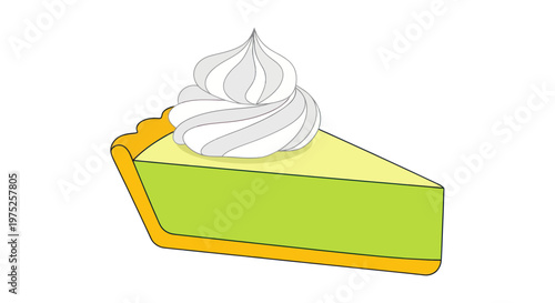 Slice of Key Lime Pie with Whipped Cream Topping