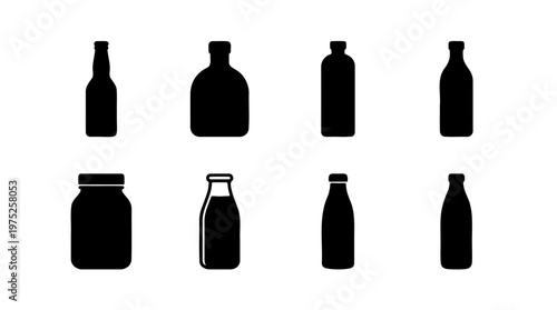 Black bottle silhouette vector: glass bottle, plastic bottle, drink bottle, water bottle vector