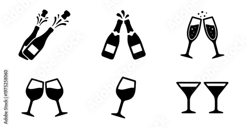 Celebrate with champagne bottles and glasses vector illustration for party events and new year's eve